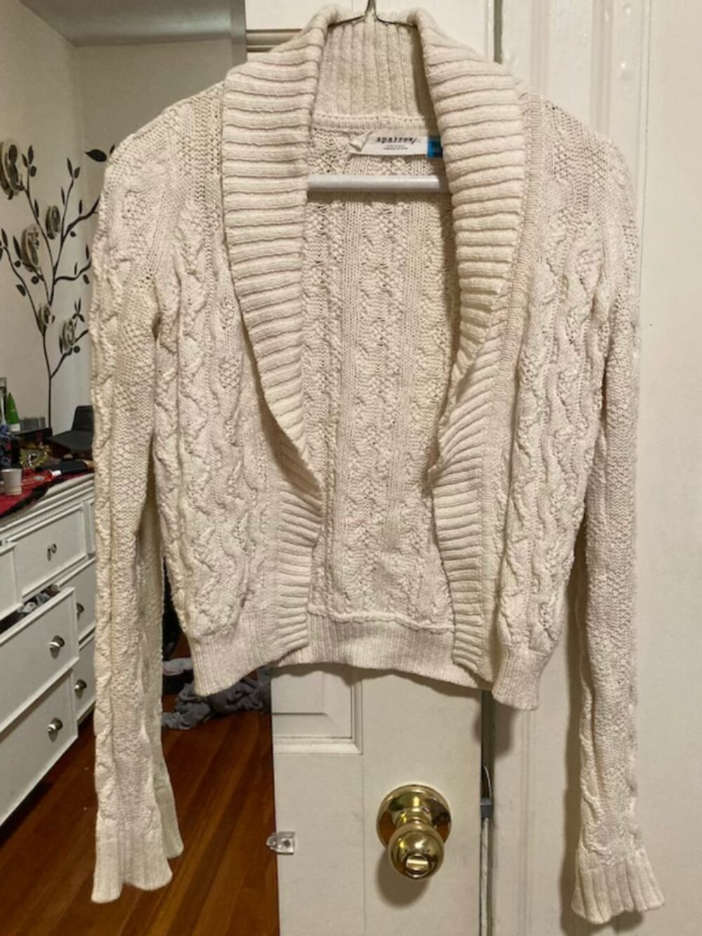 XS Sparrow white textured warm open cardigan